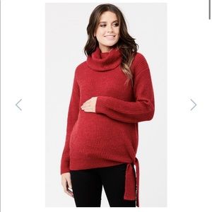 Ripe Maternity Ruby Red Cowl Neck Tie-Side Maternity Sweater